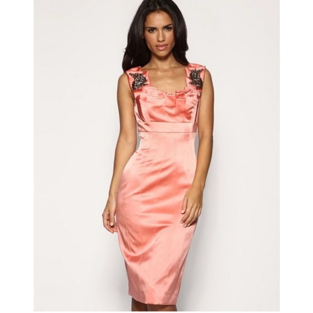 Elegant Coral Sleeveless Dress